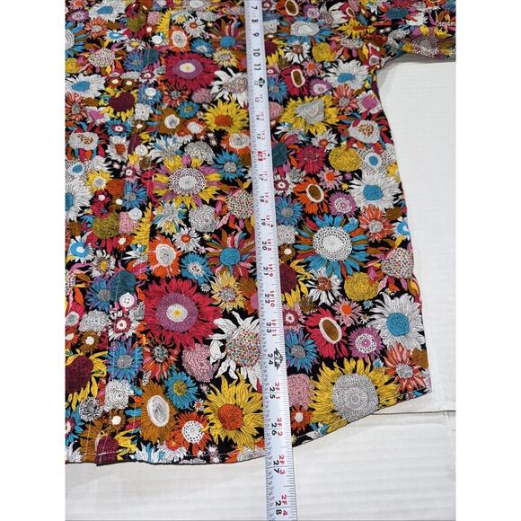 Tunevuse Mens M Long Sleeve Button Up Hippie Shirt Retro Floral Colorful - Picture 6 of 8